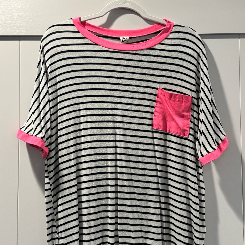 Kids Striped Shirt with Pink Accents